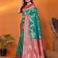 Joban Fashion Banarasi Pine Green Woven Soft Silk Saree | Swadesiicart