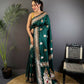 Joban Fashion Banarasi Deep Teal Woven Soft Silk Saree | Swadesiicart