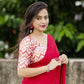 Red Silk Blend Ethnic Motifs Saree with Unstitched Blouse - Hiral Fashion | Swadesiicart