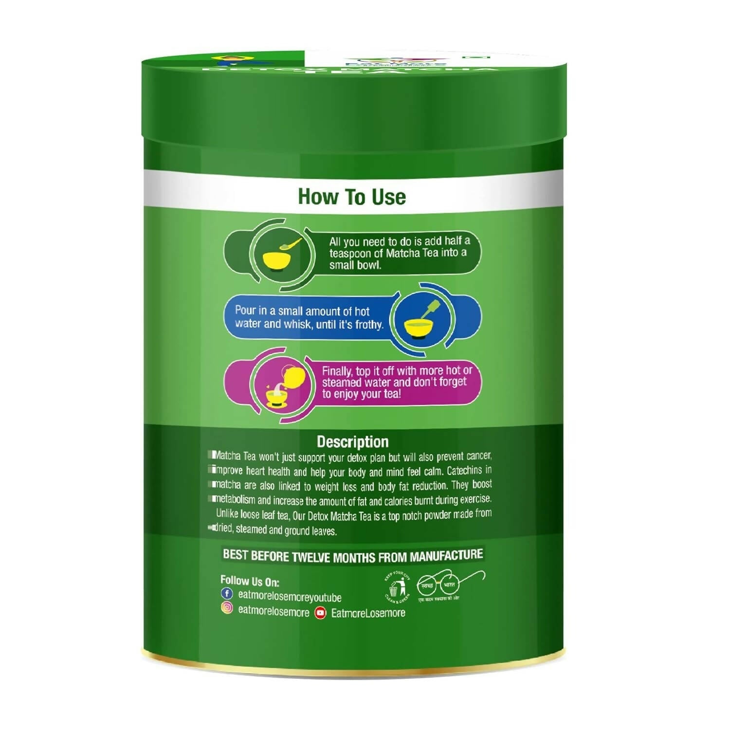 Eat More Lose More Detox Matcha Tea | Swadesiicart