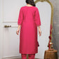 The52 Gajri Women's Gorgeous Embroidered Viscose Chanderi Fabric Straight Kurta Pant with Dupatta Set - Swadesiicart
