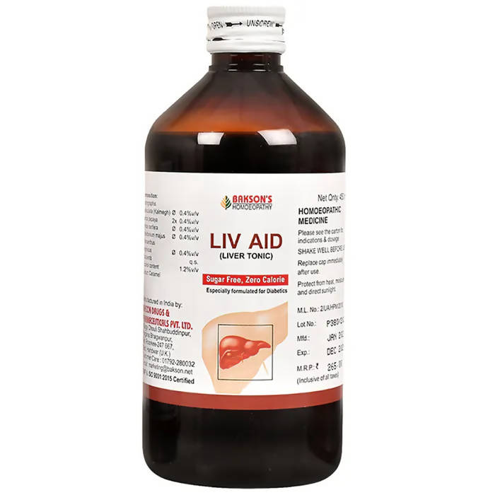 Bakson's Homeopathy Liv Aid Liver Tonic Sugar Free - Swadesiicart