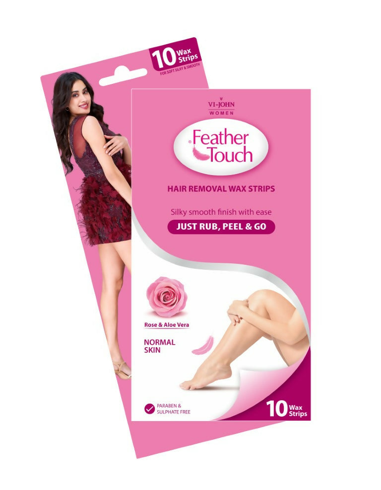 VI-JOHN Feather Touch Rose & Alevera Hair Removal Wax Strips for Normal Skin Praraben & Sulphate Free | Swadesiicart