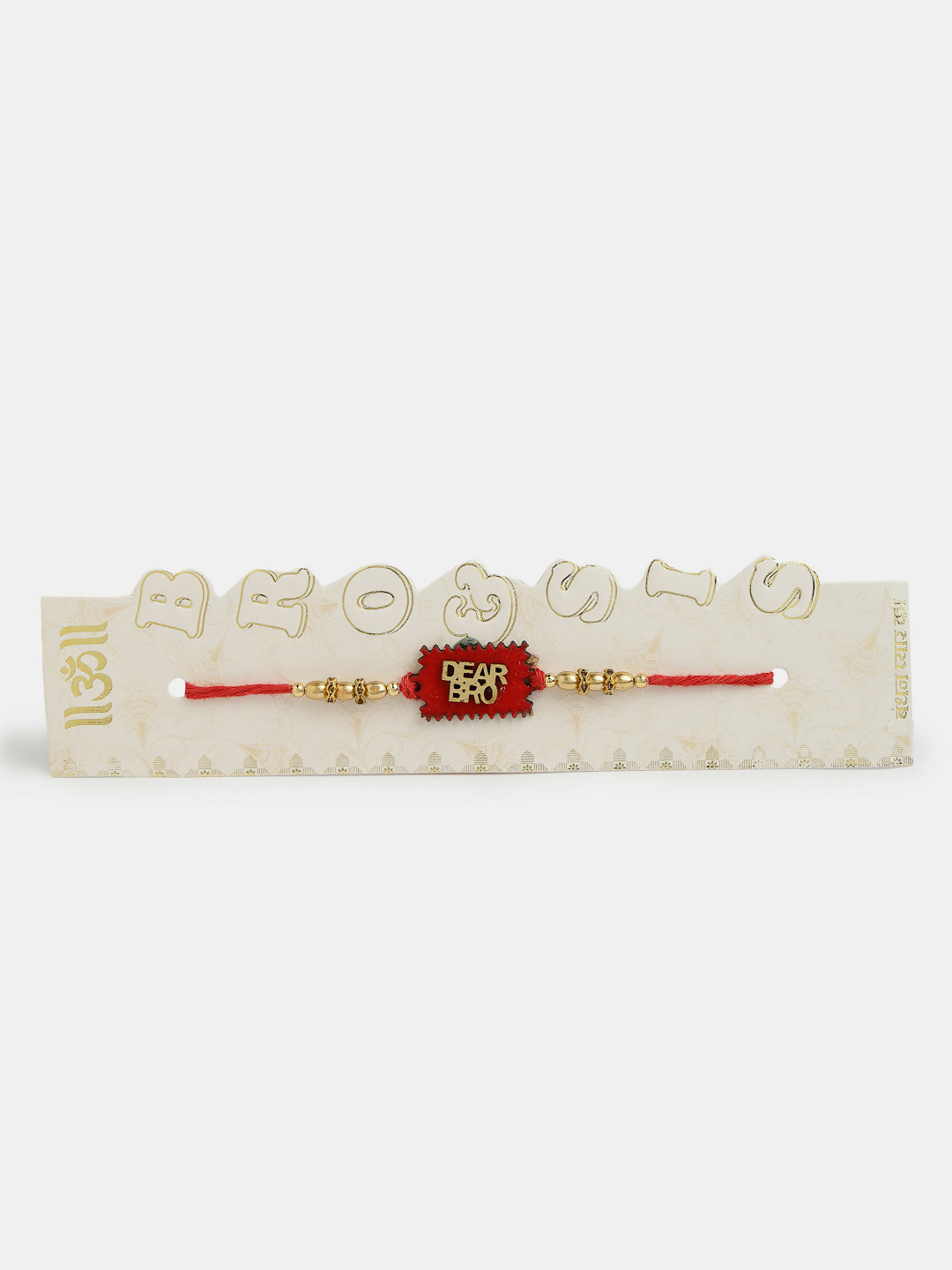 NVR Men Set of 4 Gold-Toned Stone-Studded & Beaded Rakhi With Roli Chawal & Chocolate | Swadesiicart