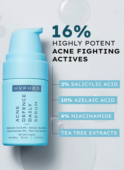 Hyphen By Kriti Sanon Acne Defence Daily Serum With 2% Salicylic Acid Treats Active Acne Prevents Breakouts | Swadesiicart