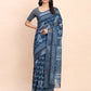 Shree Shyam Fashion Linen Cotton Indigo Blue Saree