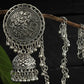 Mominos Fashion Johar Kamal Trendy Oxidized Silver Plated Bahubali Jhumkas - Swadesiicart