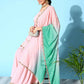 Ahalyaa Women's Baby Pink Crepe Gold Smoke Printed Kurta Sharara Set With Dupatta | Swadesiicart