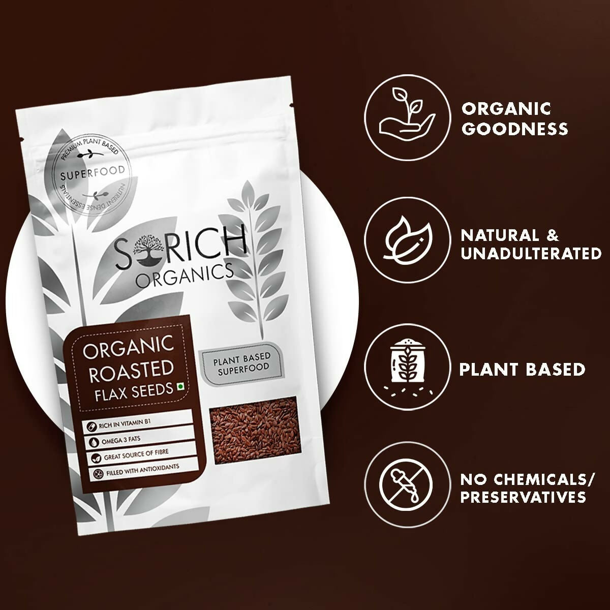 Sorich Organics Roasted Flax Seeds - Swadesiicart