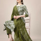 Jyoti Fashion Women's Mehendi Rayon Print with Embroidery & Fancy Lace Work Kurta with Trouser & Dupatta | Swadesiicart