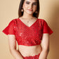 Vamsee Red Georgette Designer Saree - Swadesiicart