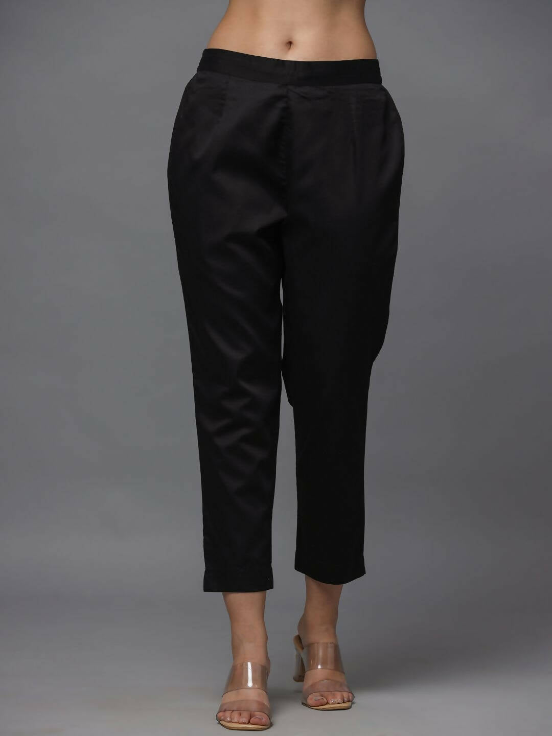 Juniper Women's Black Solid Straight Slim Pant | Swadesiicart