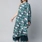Ahalyaa Women Green Crepe Floral Printed Kurta with Palazzo Set | Swadesiicart