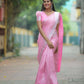 DEIANA'S Beautiful Designer Golden zari Soft Lichi Silk Saree - Baby pink - Swadesiicart