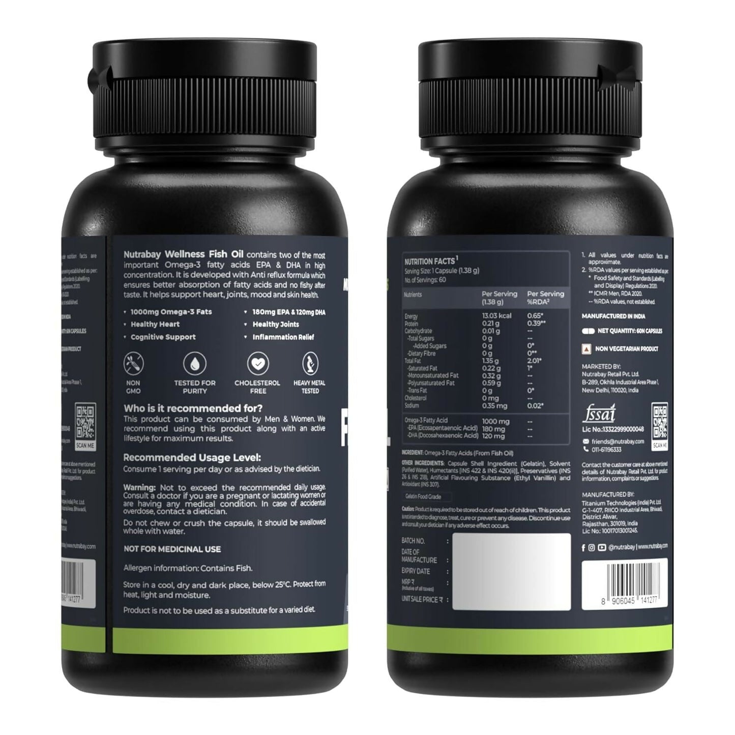 Nutrabay Wellness Omega 3 Fish Oil Capsules - Swadesiicart
