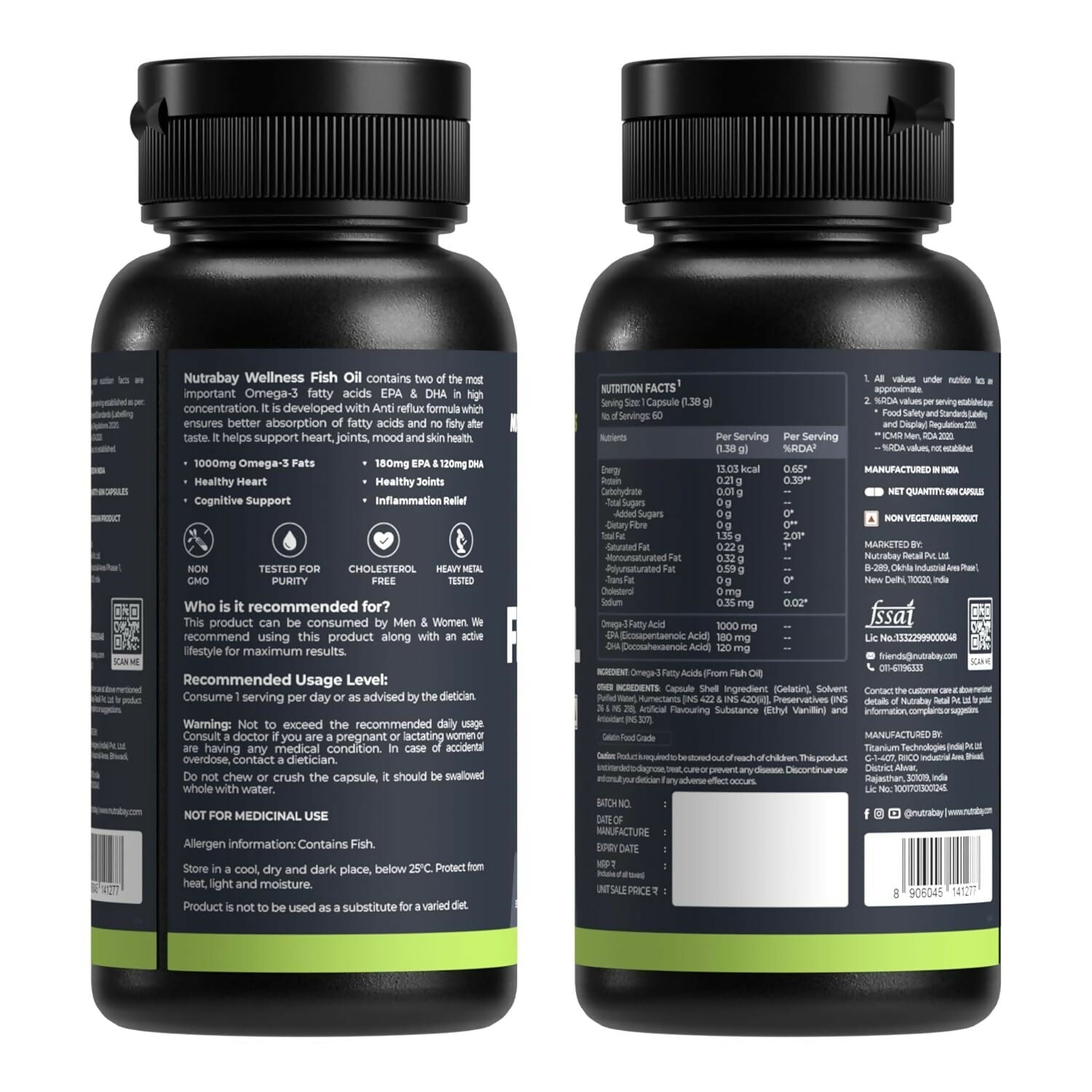 Nutrabay Wellness Omega 3 Fish Oil Capsules - Swadesiicart