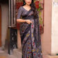 Black Silk Blend Ethnic Motifs Saree with Unstitched Blouse - Hiral Fashion