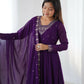 Joban Fashion Purple Kurta Set Georgette Sequence Embroidery Work - Swadesiicart