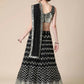 Jyoti Fashion Black Sequence with Thread Zari Embroidery Georgette Lehenga Choli with Dupatta | Swadesiicart