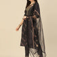 Black Embroidered Chinon Straight Kurta With Trouser & Dupatta - Salimar
