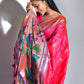 Vishnu Weaves Women's Rani Pink Paithani Silk Zari Woven Saree with Unstitched Blouse - Swadesiicart