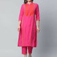 Ahalyaa Womens Pink Crepe Printed Kurta Pant Set | Swadesiicart