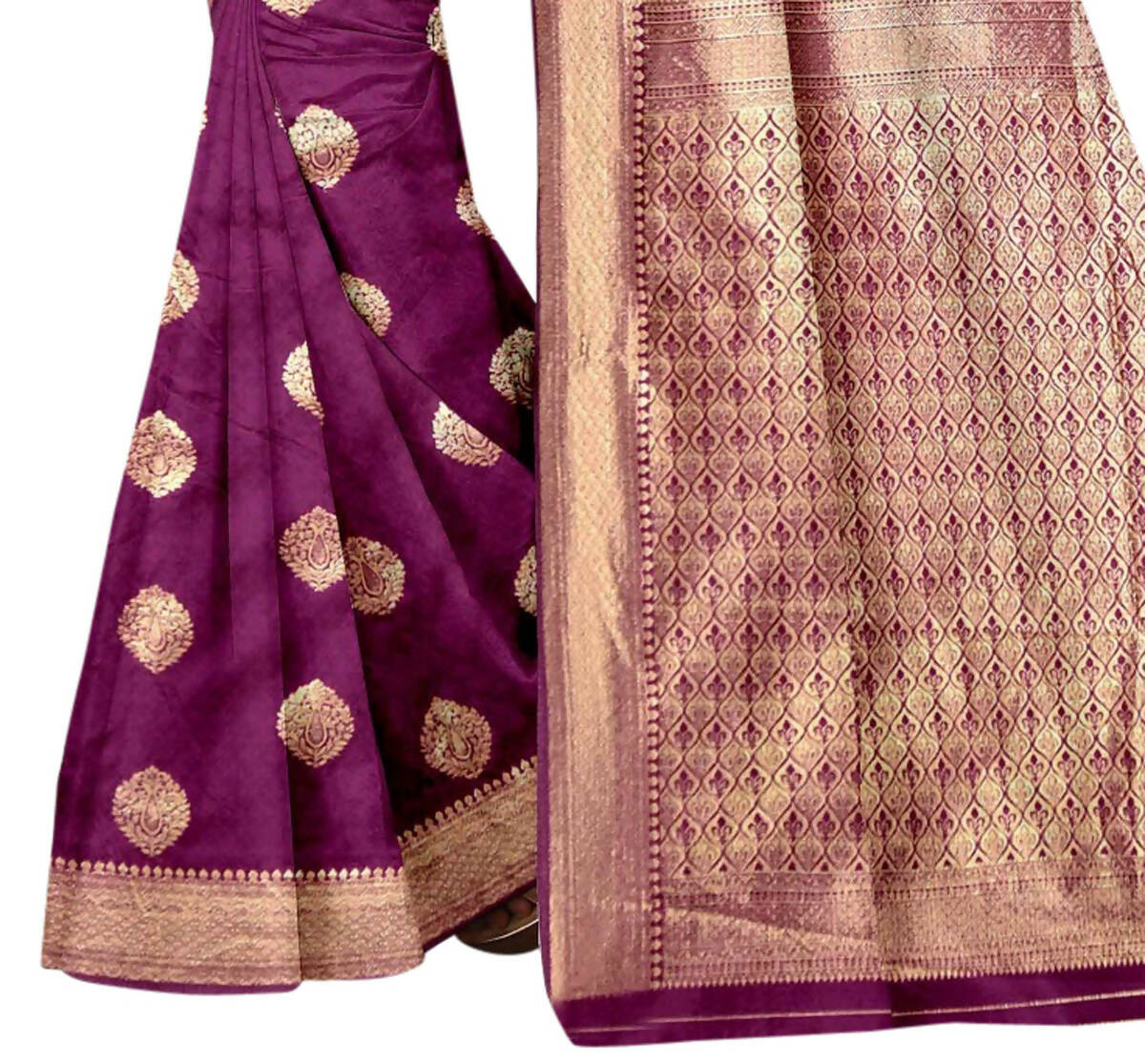 Vamika Weaving Banarasi Jacquard Purple Saree | Swadesiicart