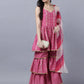 Myshka Stylish Pink Sleeveless Women's Kurta Sharara with Dupatta Set | Swadesiicart