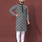 Black Embroidered Mens Kurta with Pajama by Infinity Export