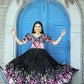Jyoti Fashion Women's Black Floral Digital Printed Chinon Anarkali Dress | Swadesiicart