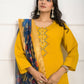 Festive Wear Ethnic YellowViscose Chanderi Stitched Suit With Dupatta - Tanisha | Swadesiicart