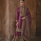 Anaita Purple Silk Readymade Palazzo Suit with Swarovski Work