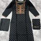 Jyoti Fashion Women's Black 14KG Rayon Foil Print with Embroidery Kurta Set | Swadesiicart