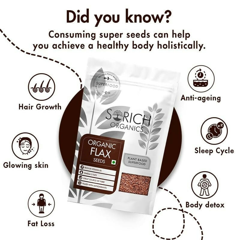 Sorich Organics Flax Seeds - Alsi Seeds - Swadesiicart