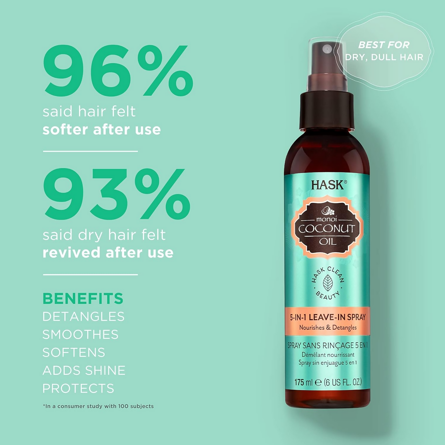 HASK Monoi Coconut Oil Leave-In Hair Spray | Swadesiicart