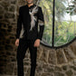 Black Bandhgala Elegance – Black Leaf Embroidery by Hilo Design