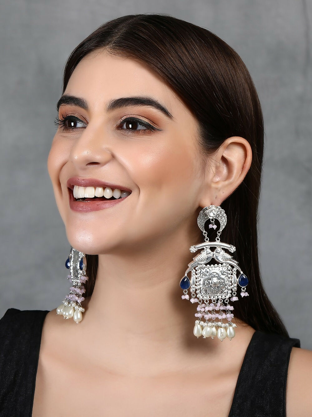 Joban Fashion Women Handcrafted Silver Tone Earrings | Swadesiicart