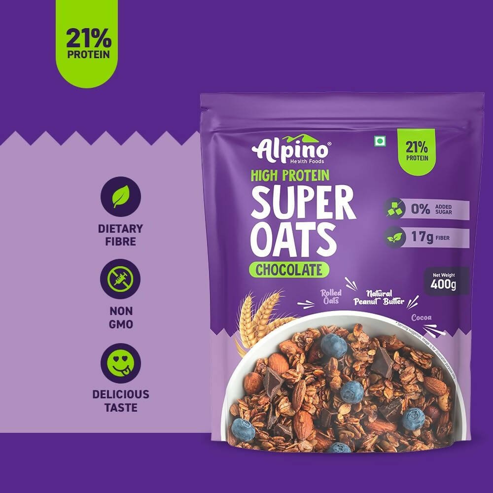 Alpino High Protein Super Rolled Oats Chocolate - Swadesiicart