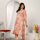 Jyoti Fashion Women's Peach Rayon Floral Print with Side Pocket Kurtis & Sets | Swadesiicart
