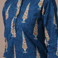 Myshka Women's Blue Printed Cotton Round Neck Party Tunic With Trousers Co-ord set - Swadesiicart
