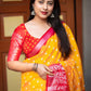 Yellow Jute Silk Printed Saree with Unstitched Blouse - Hiral Fashion | Swadesiicart