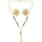 AanyaCentric Gold-Polished Short Mangalsutra Set with Earrings