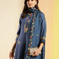 Blue Chinon Embroidered Straight Kurta with Trouser & Dupatta - Salimar