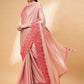 Light Pink Satin Georgette Laser Cut Floral Embroidery , Resham, Zari And Cord Embroidery Saree - Norita Hit Design - Swadesiicart