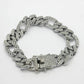 NVR Men Silver-Plated Stainless Steel American Diamond Studded Link Bracelet - Swadesiicart