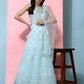Blue Net Hand Embroidered Gown - Rudrani
