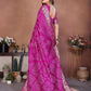 Aastha Fashion Magenta Pure Dola Silk Handmade Original Bandhej Saree