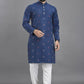 Anaita Teal Weaving Linen Cotton Straight Kurta