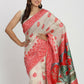 Shree Shyam Fashion Linen Cotton Cream & Red Saree