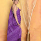Very Much Indian Handblock Printed Cotton Saree With Natural Dyes - Purple | Swadesiicart